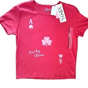 Vinyl Threads Baby T-Shirt Size XL Lucky Charm Ace Clubs Red Shruken New